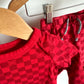 Red Checkered Smiley Top + Pants Set / 3-6m
