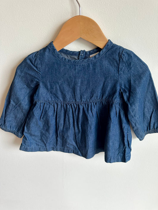 Chambray Long Sleeve Flowy Top / 9m