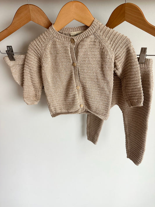 Oat Knit Cardigan, Pants  Toque Set / 9m