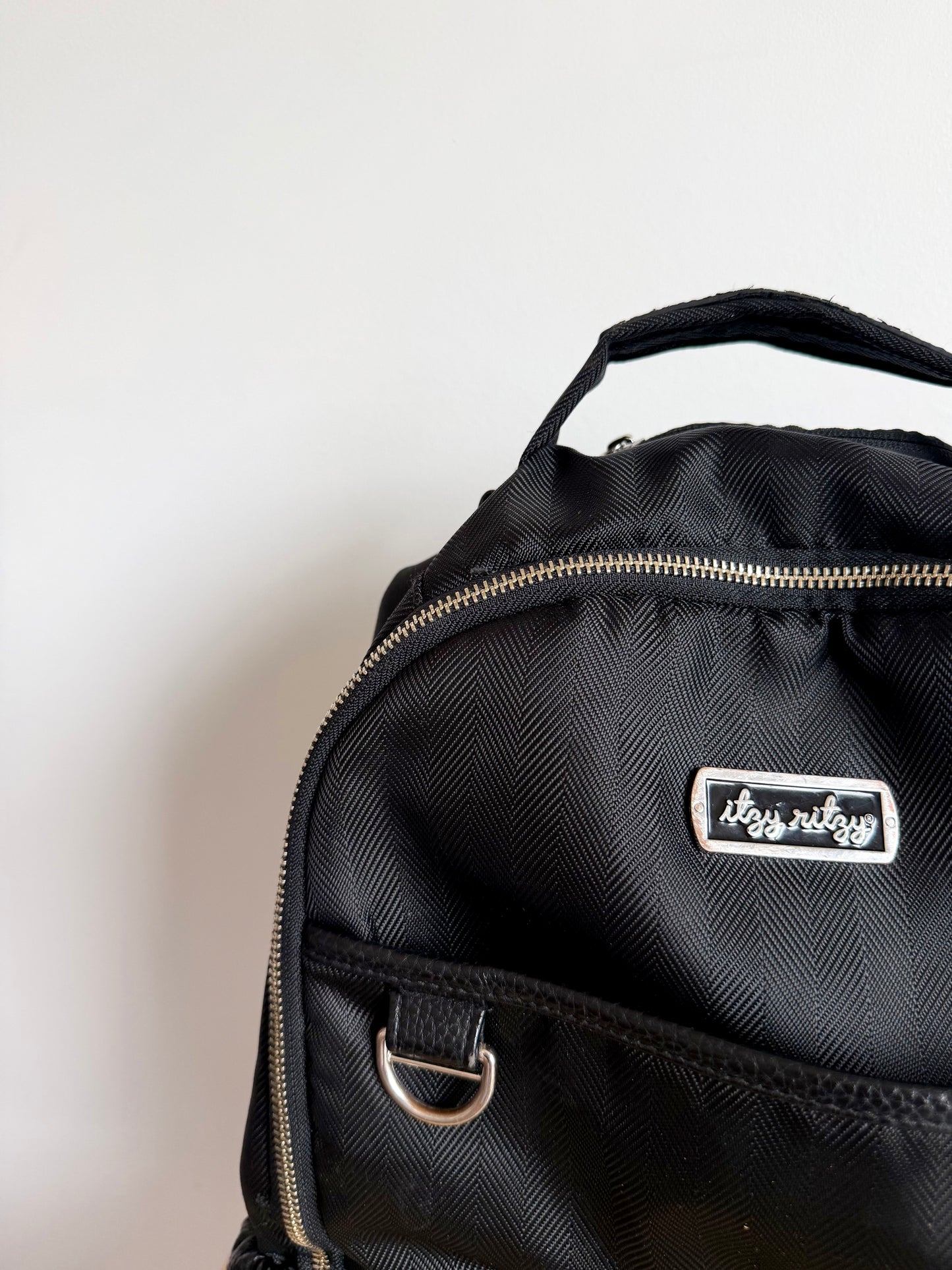Itzy Ritzy Black "Herringbone Boss" Backpack Diaper Bag (No Shipping)