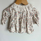 Cream Floral Top with Lace Collar / 3-6m