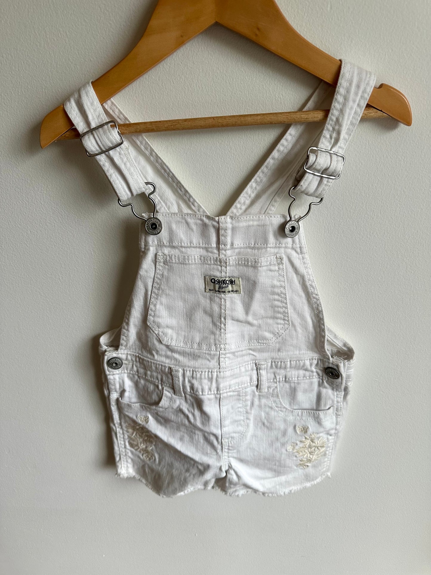 White Overall Shorts / 4T