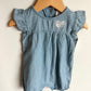 Chambray Heart Embroidered Romper (With Tag) / 12m