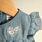 Chambray Heart Embroidered Romper (With Tag) / 12m