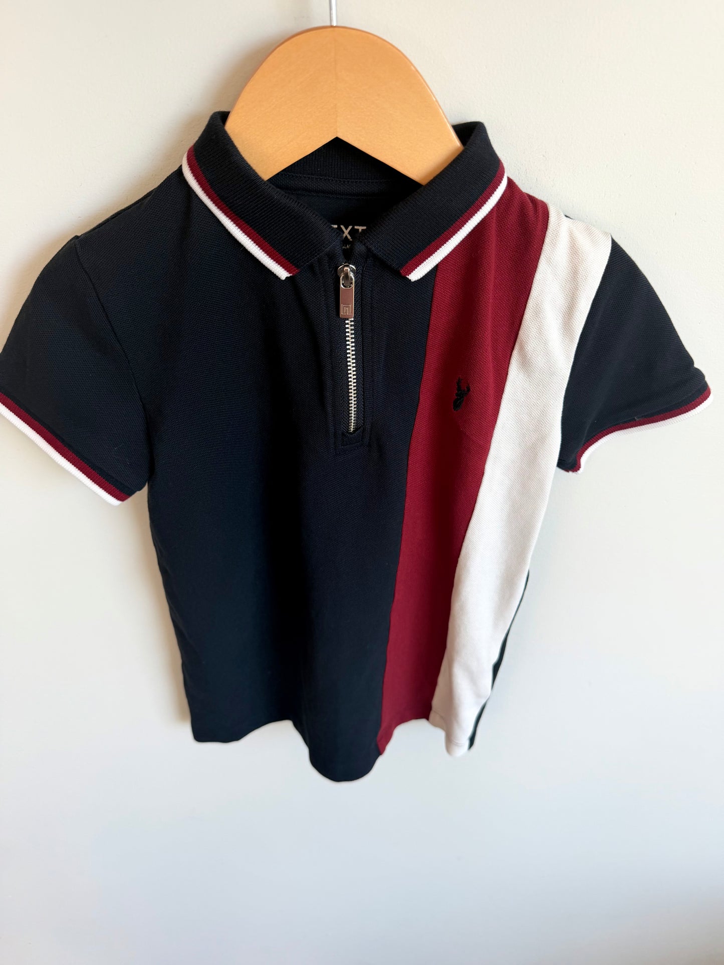 Colour Block Half Zip Collared T-shirt / 4T