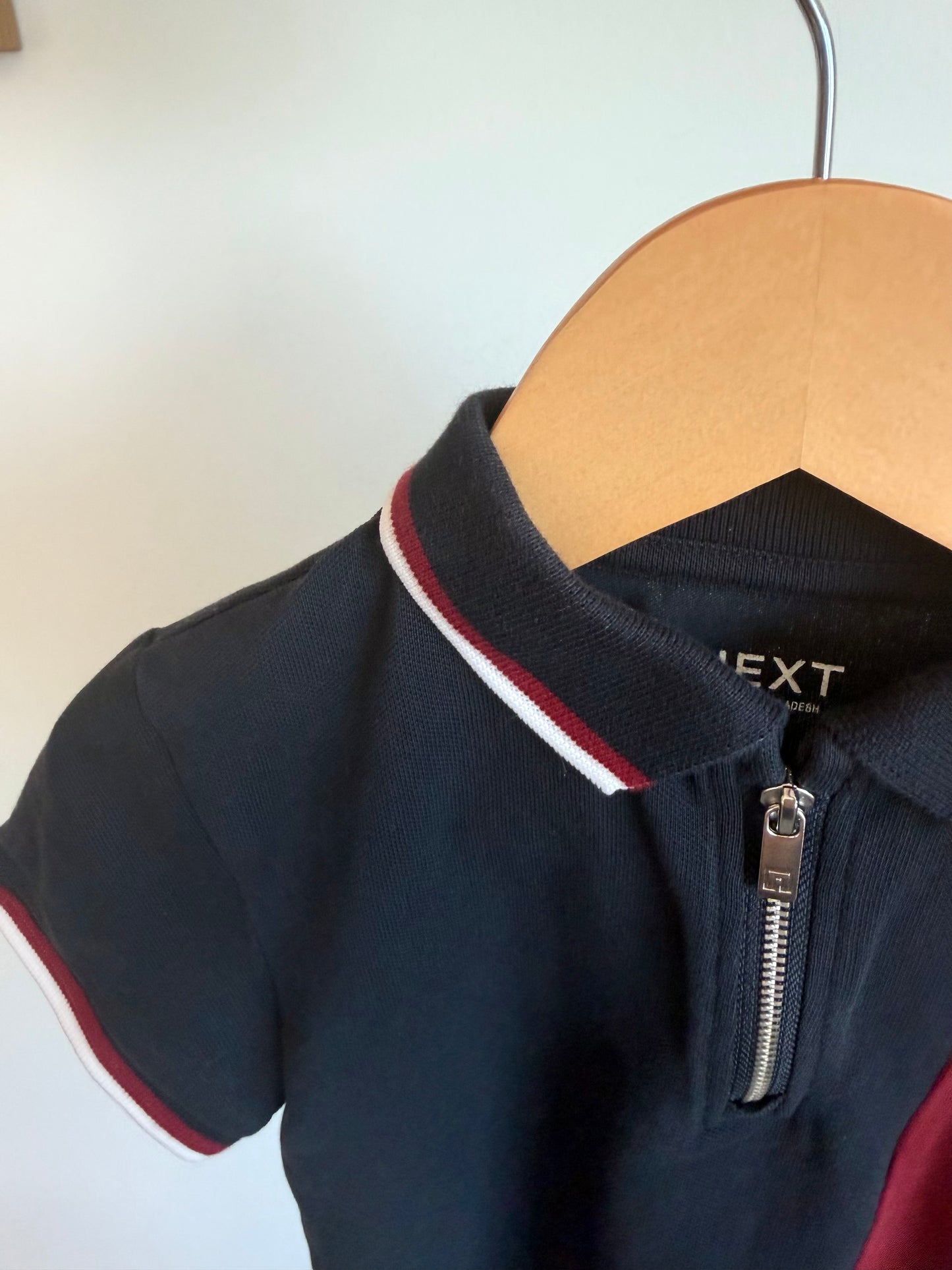 Colour Block Half Zip Collared T-shirt / 4T