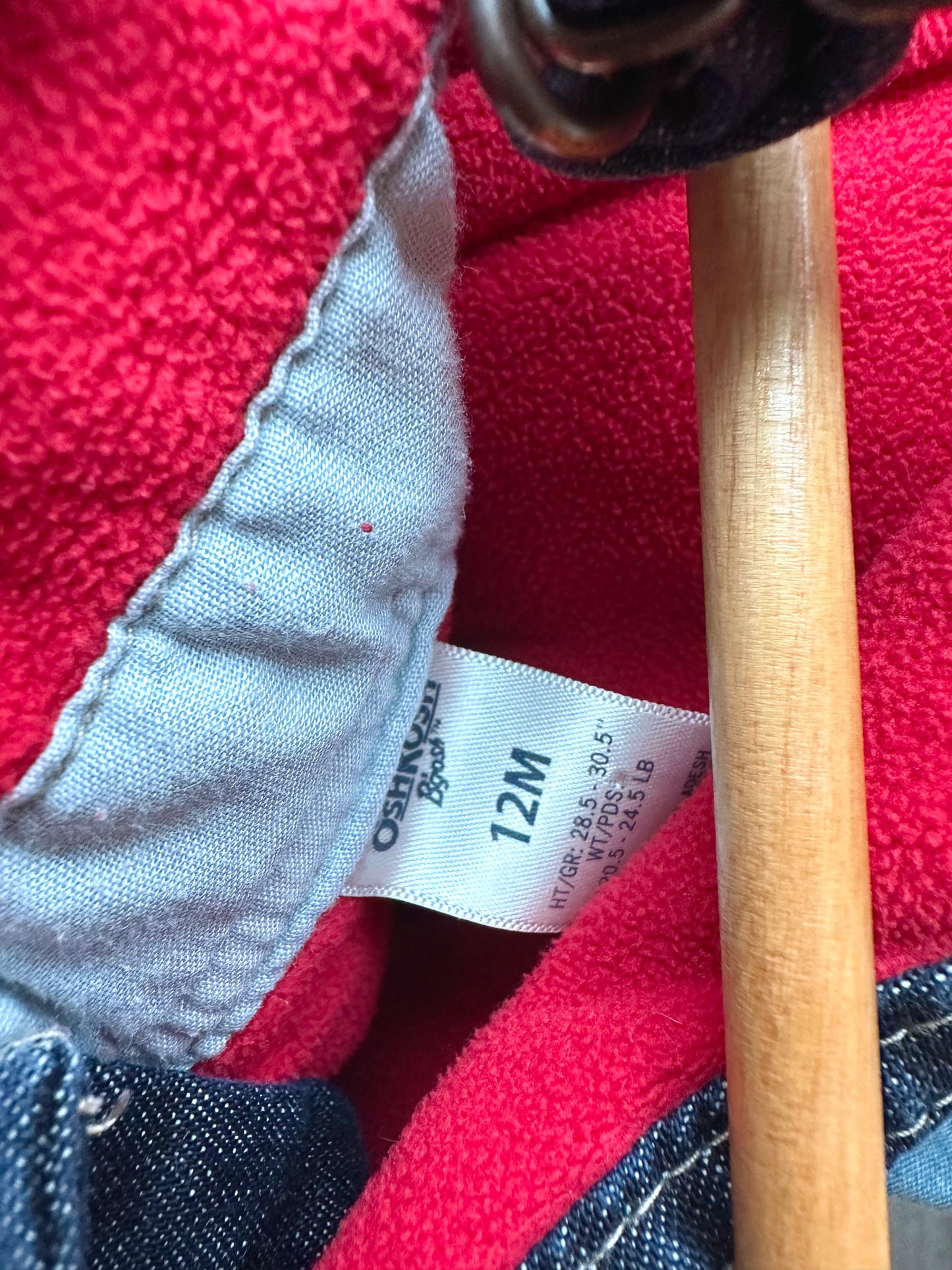 Red Fleece Lined Overalls / 12m