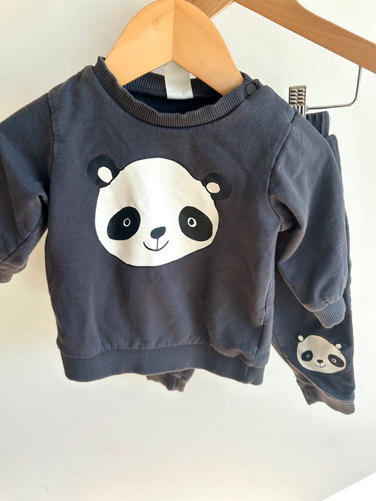 H&M Panda Crewneck + Joggers Set / 9-12m
