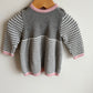 Pink, Grey + White Knit Dress / 6-12m