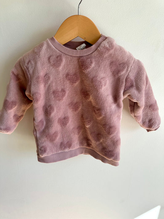 H&M Pink Fuzzy Heart Sweater / 9-12m