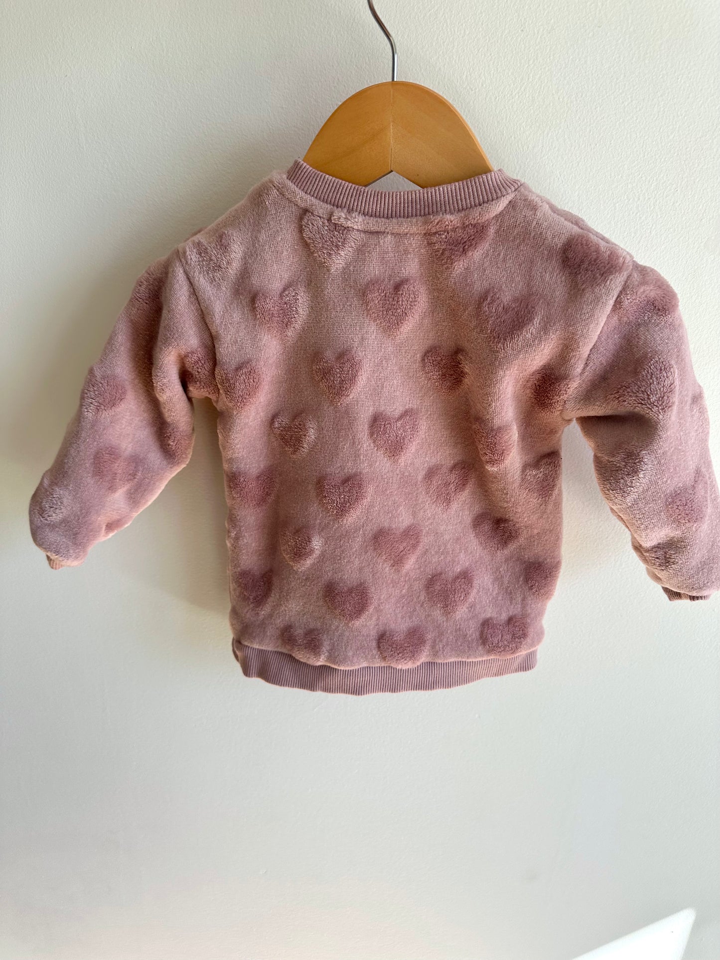 H&M Pink Fuzzy Heart Sweater / 9-12m