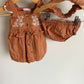 Terracotta Embroidered Tank, Bloomers + Headband Set / 0-3m
