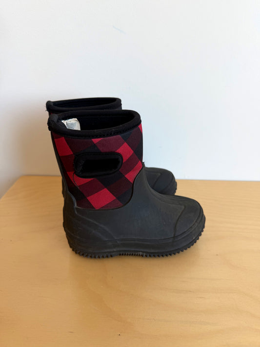Buffalo Plaid Neoprene Rain Boots / Size 8 Toddler