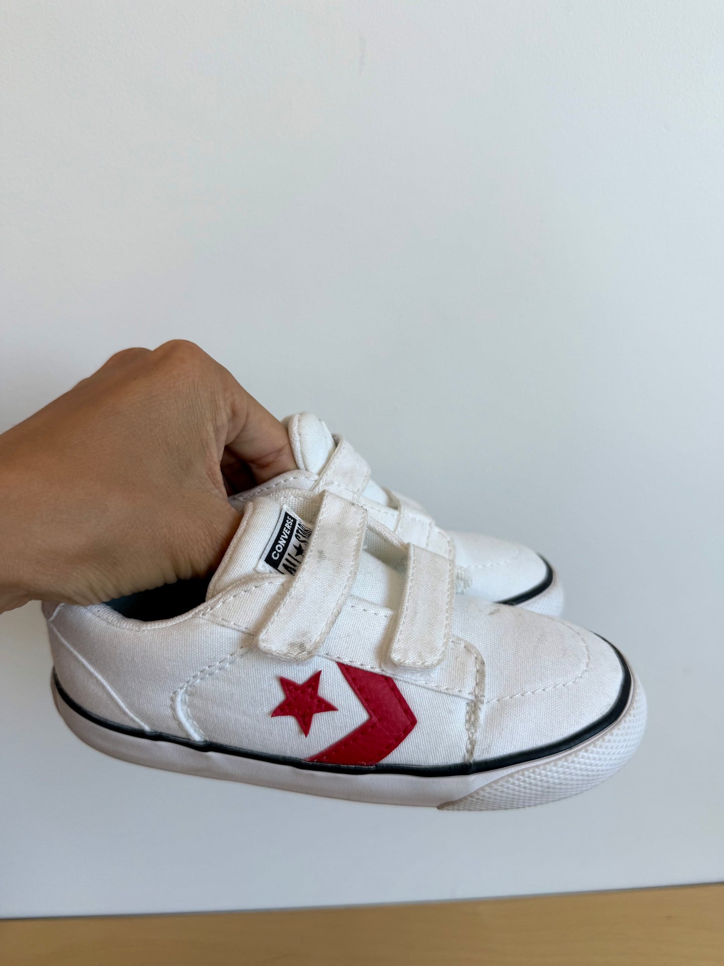 White Converse Velcro Sneakers / Size 10 Toddler
