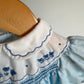 Vintage Baby Blue Embroidered Flower Dress / 6-12m