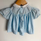 Vintage Baby Blue Embroidered Flower Dress / 6-12m