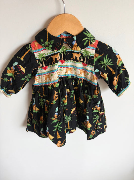 Vintage Monkey Long Sleeve Dress / 3-6m?
