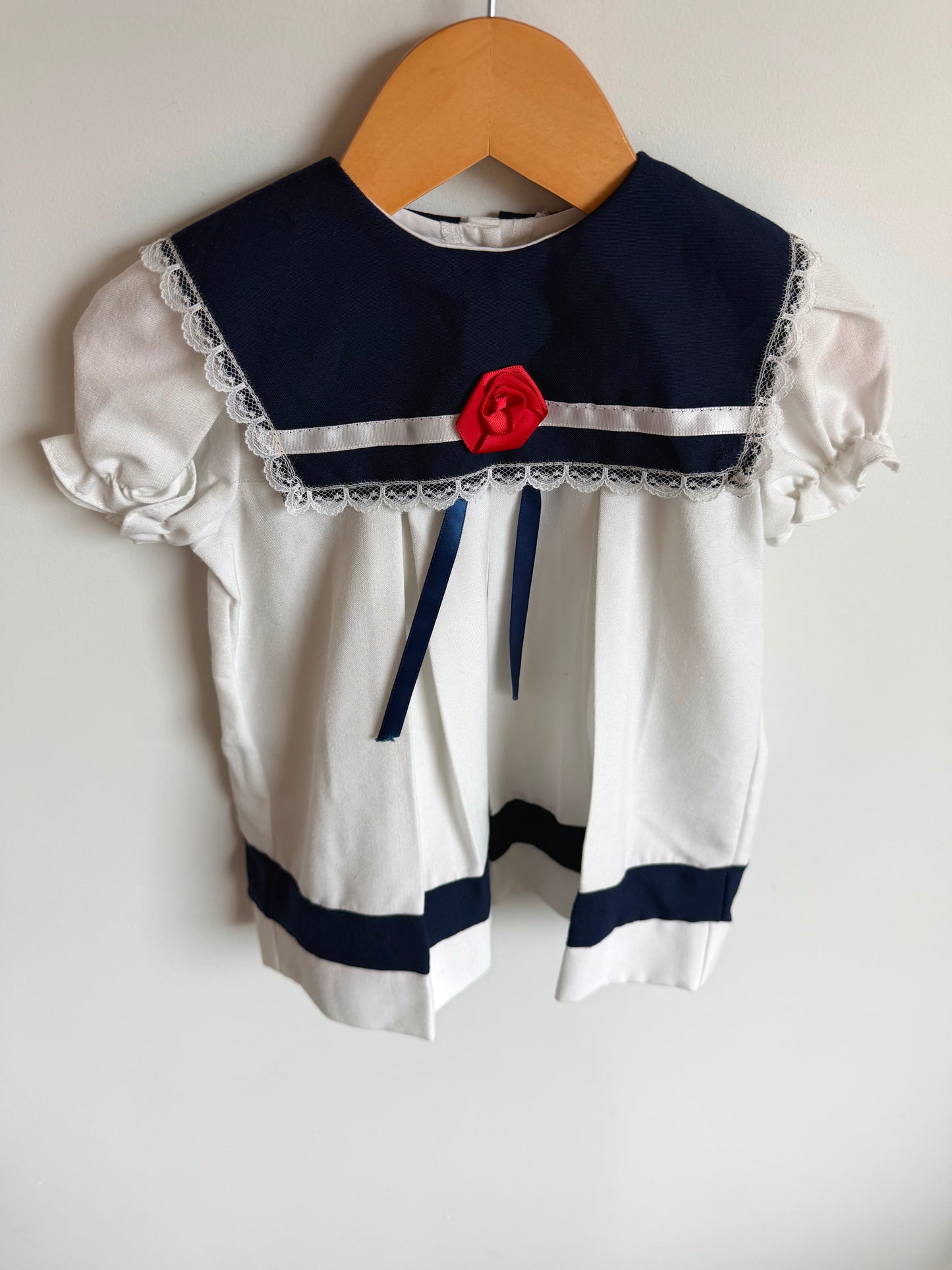 Vintage Rose Navy + White Dress / 24m