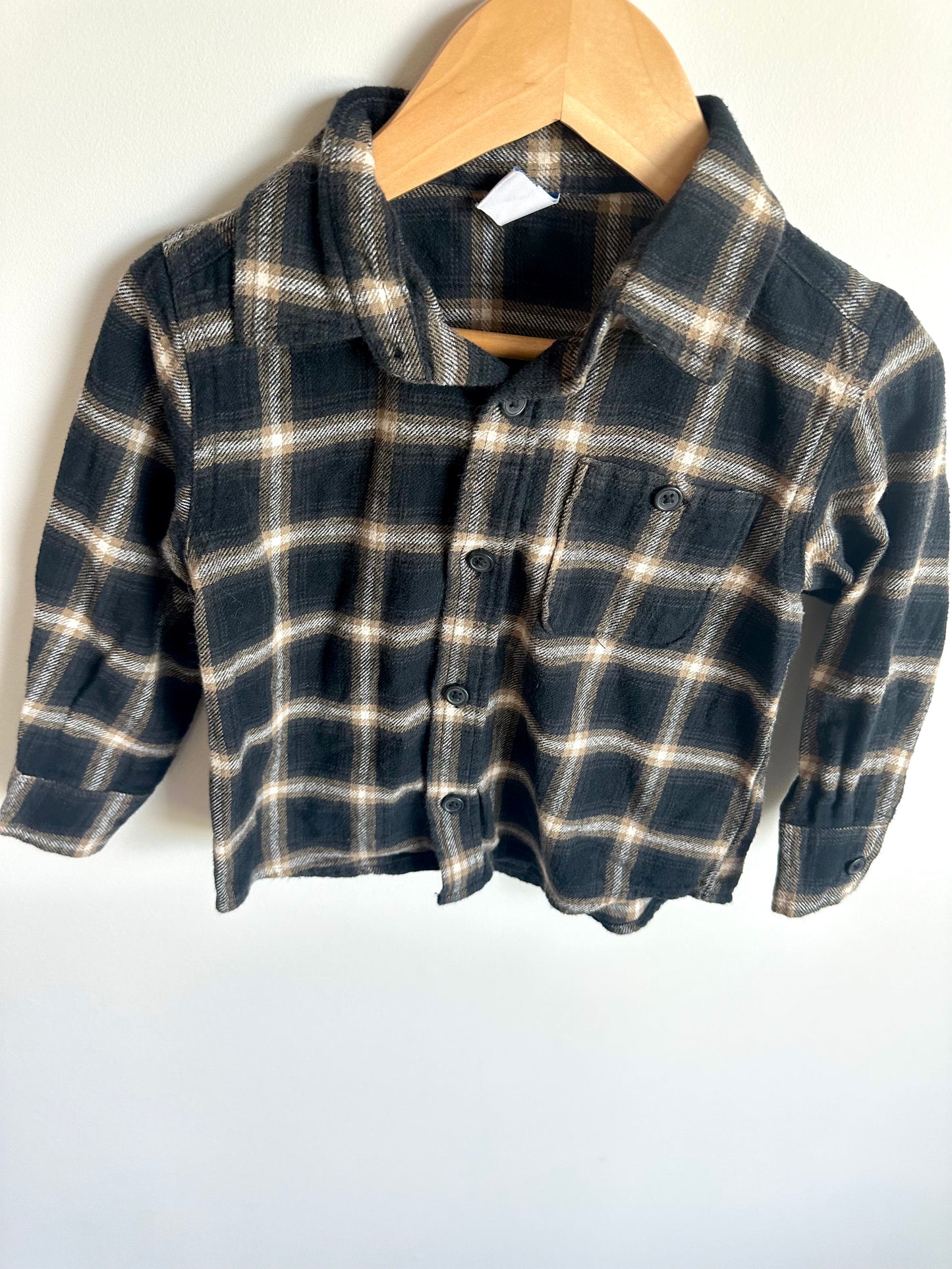 Black + Brown Plaid Shirt / 2T