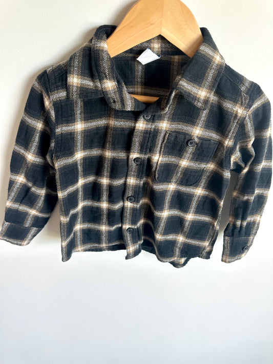 Black + Brown Plaid Shirt / 2T