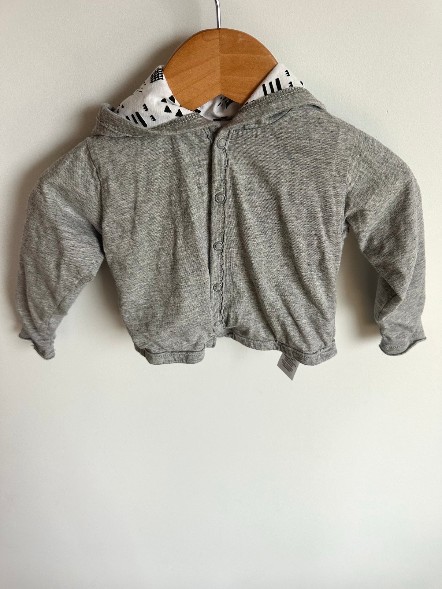 Organic Cotton Grey Reversible Hoodie / 6-9m