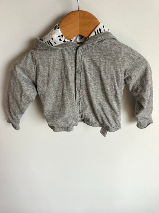 Organic Cotton Grey Reversible Hoodie / 6-9m