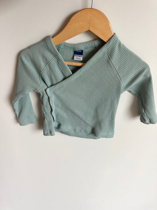 Dusty Blue Rib Side Snap Long Sleeve / 6-9m
