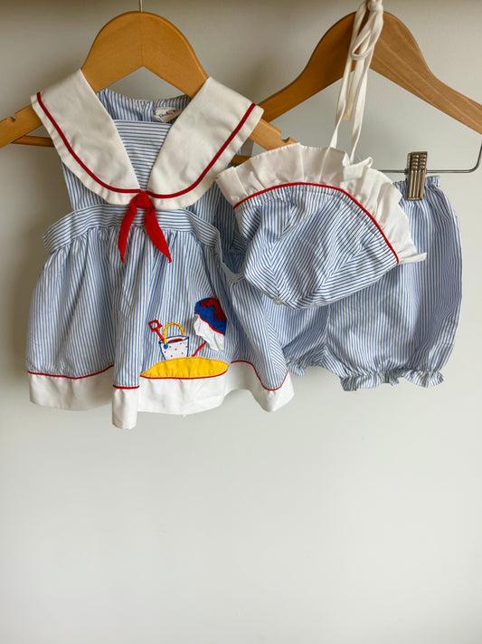 Vintage Pin Striped Beach Set / 18m