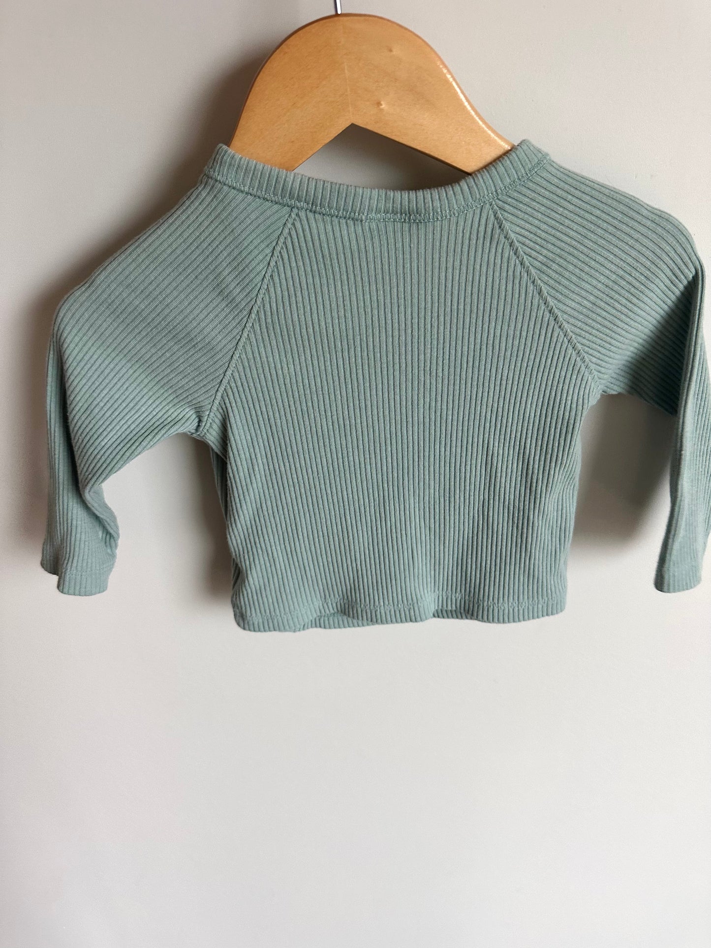 Dusty Blue Rib Side Snap Long Sleeve / 6-9m