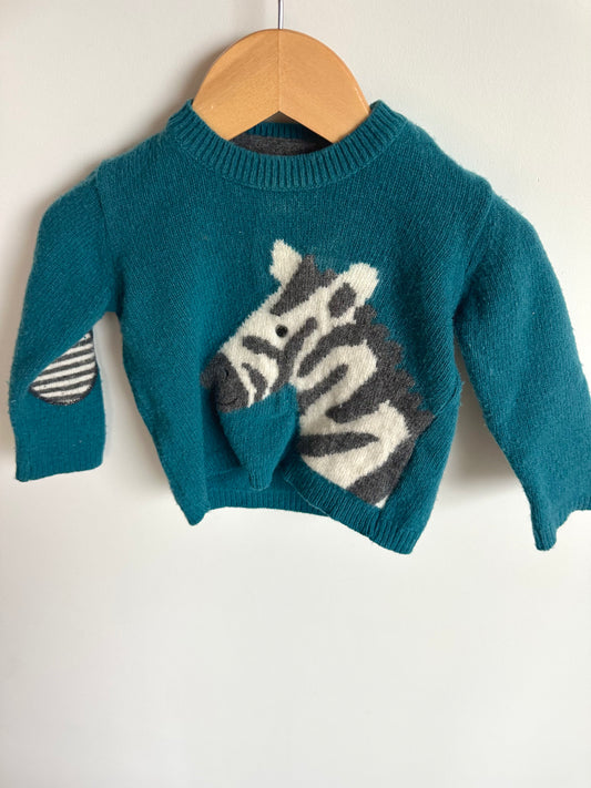 Lambs Wool Zebra Sweater / 6-12m
