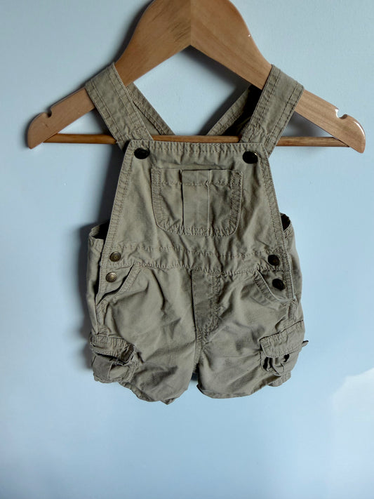 Tan Cargo Short Overalls / 6-12m