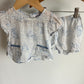 White Patterned Pocket Top + Shorties Set / 6-12m