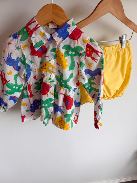 Vintage Colored Animals + Shorts Set / 24m
