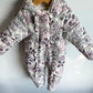 Floral Fold Over Hands + Feet Bunting Suit / 9-12m