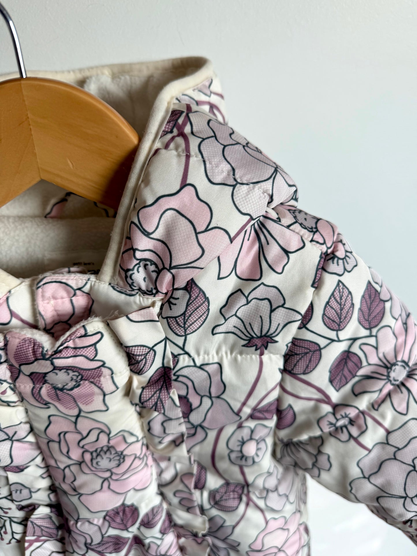 Floral Fold Over Hands + Feet Bunting Suit / 9-12m