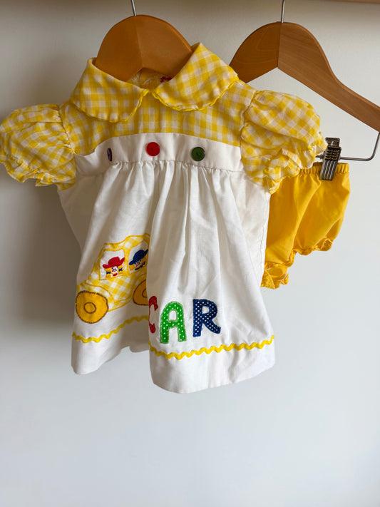 Vintage Car Dress with Bloomers / 24m