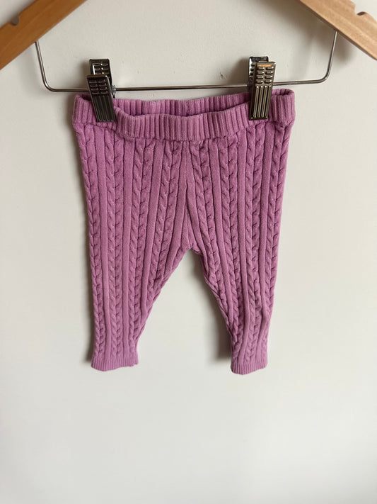 Pink Thick Cable Knit Leggings/ 6-9m