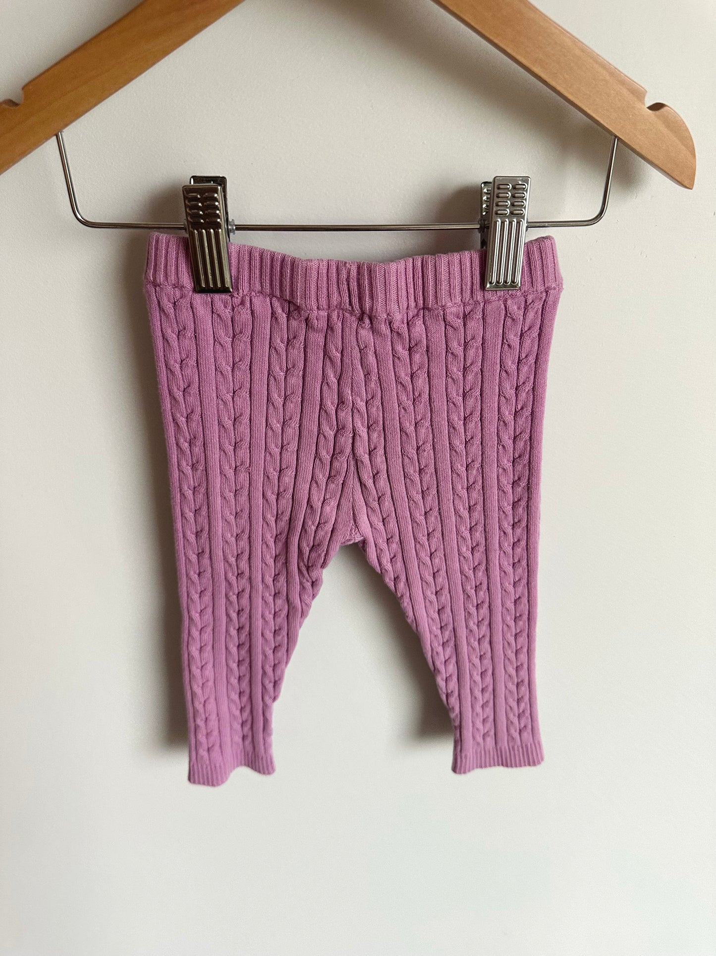 Pink Thick Cable Knit Leggings/ 6-9m