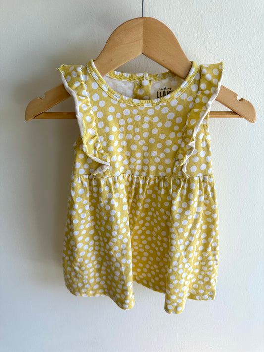 Yellow Dotted Ruffle Dress / 12m