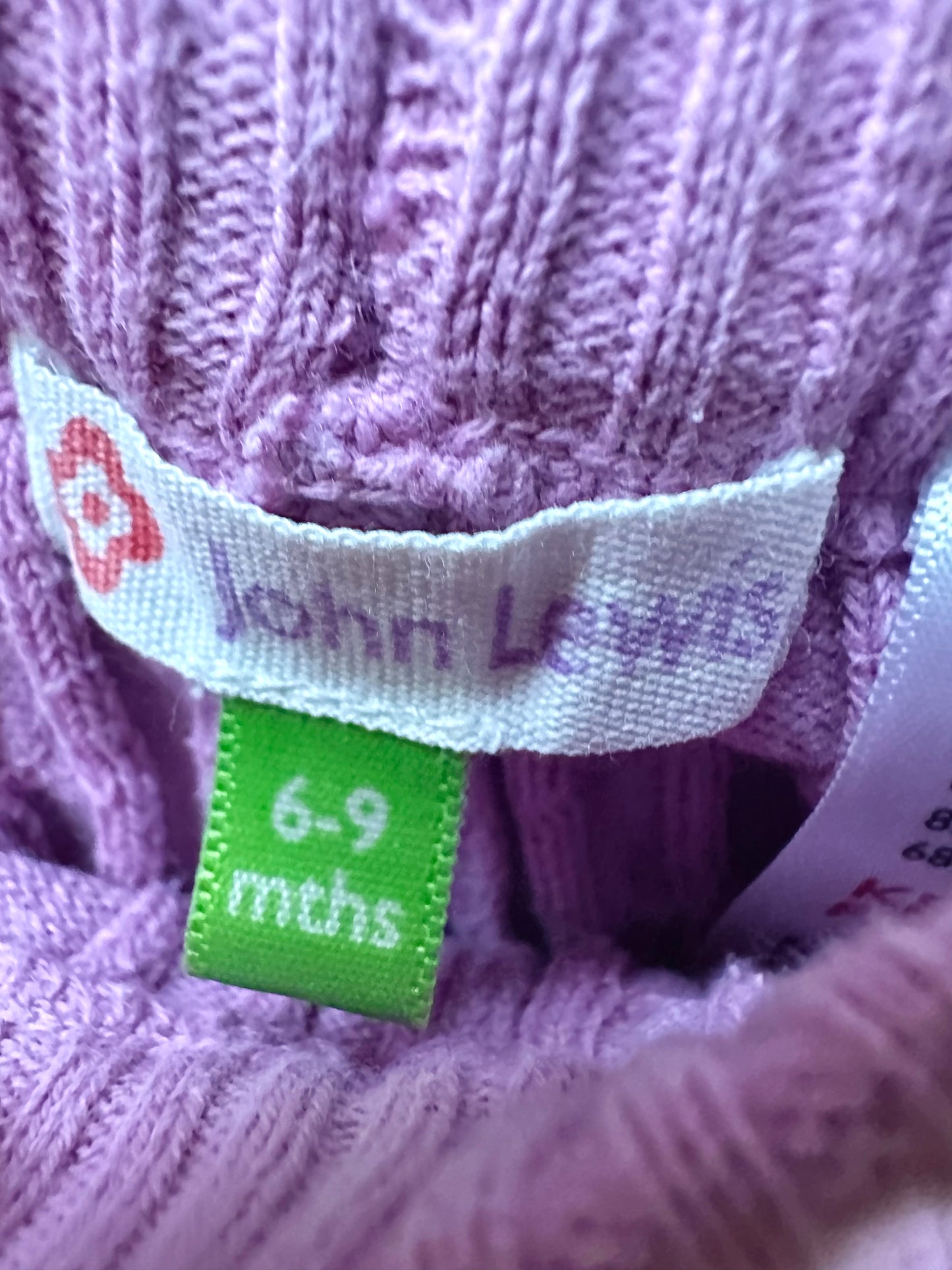 Pink Thick Cable Knit Leggings/ 6-9m