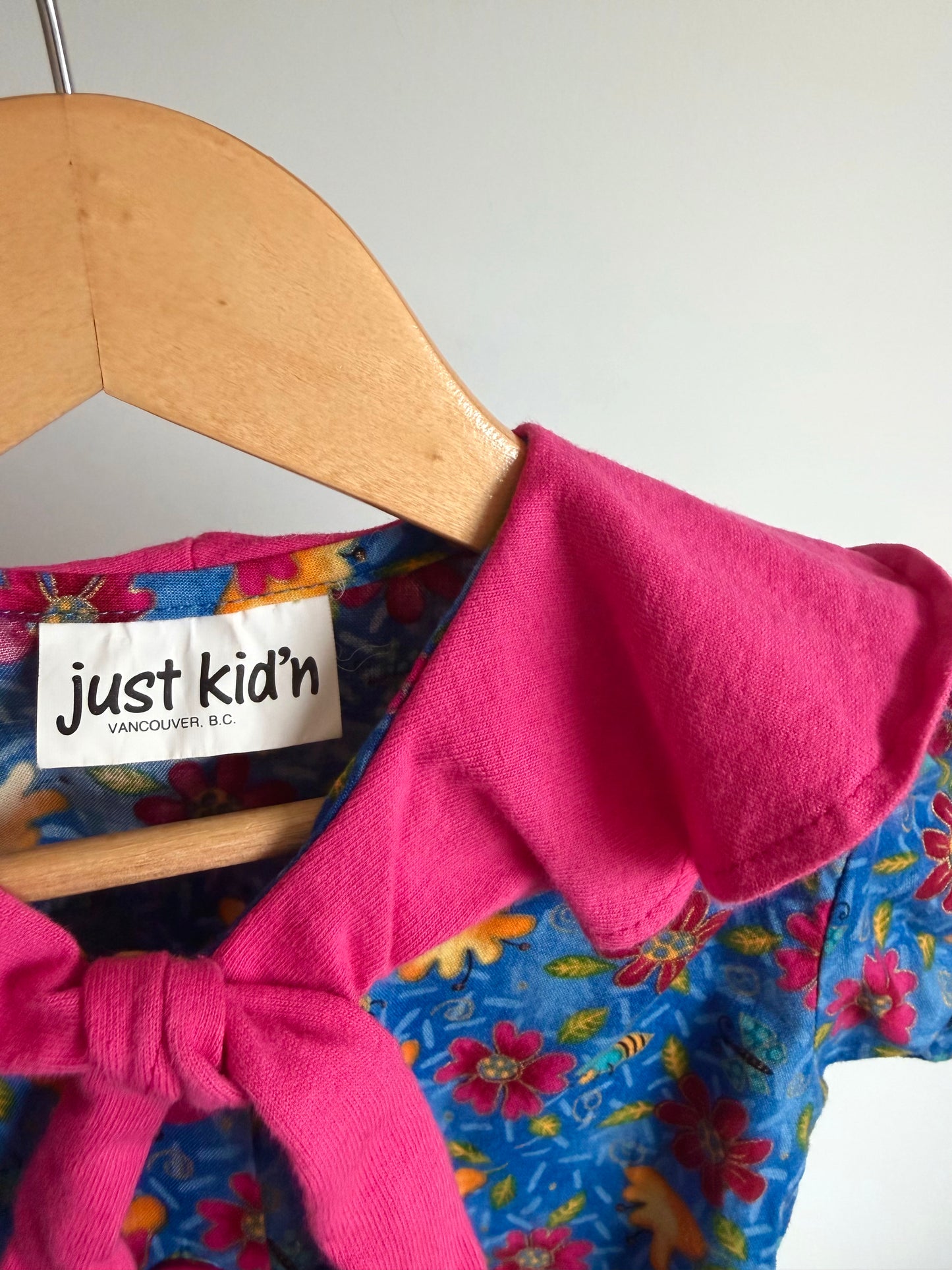 Vintage Floral Pink Collar Top / 18-24m