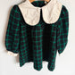 Vintage Green Windowpane Collared Dress / 3T