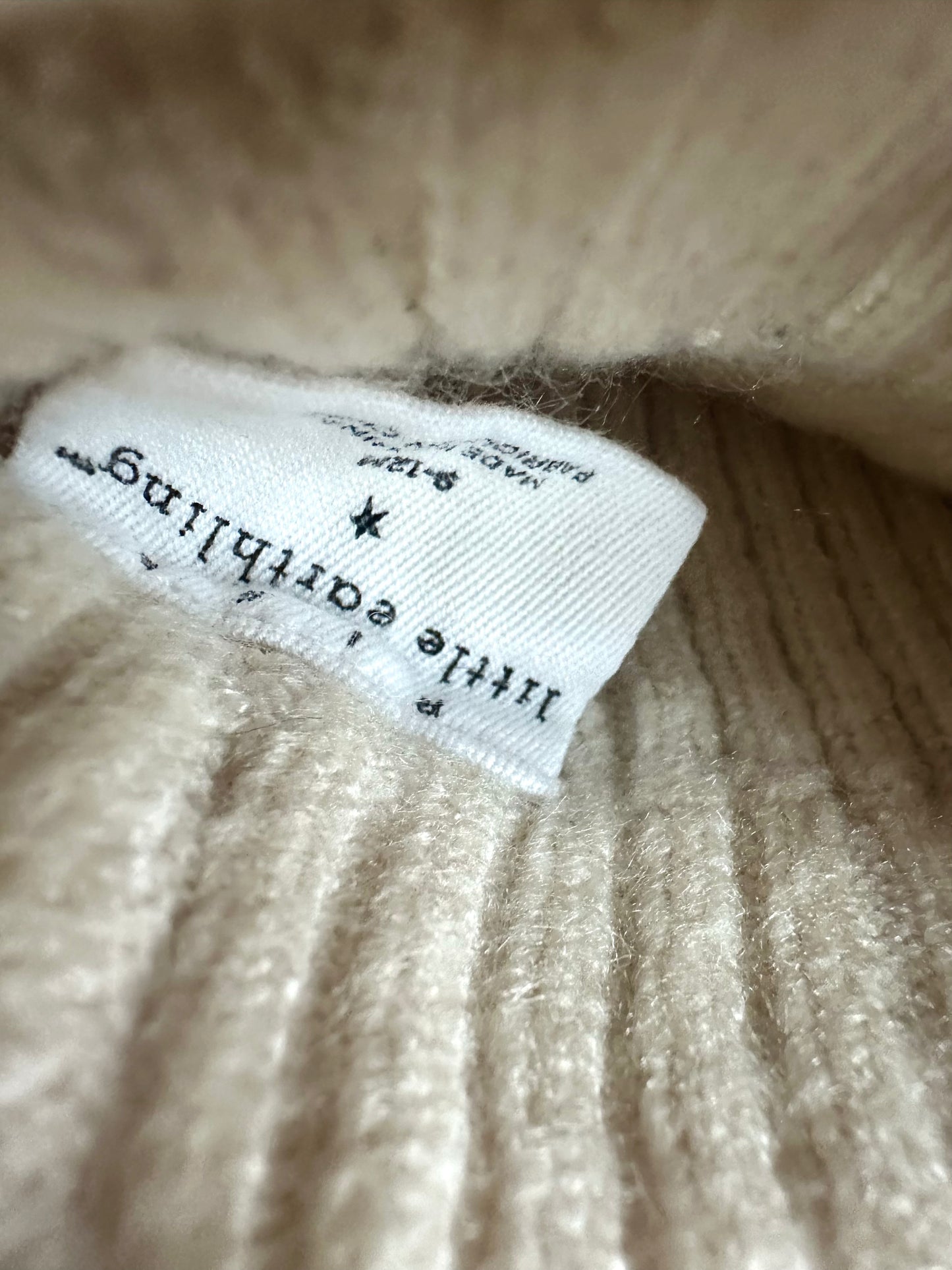 Cream Fuzzy Knit Leggings / 9-12m