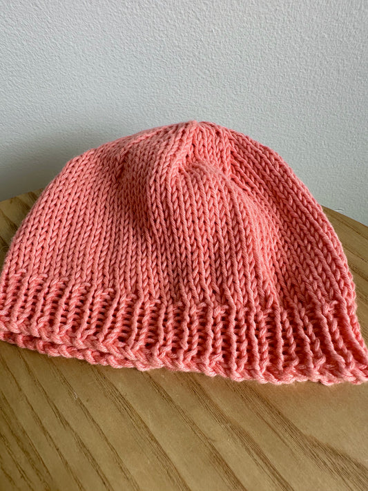 Handmade Coral Beanie / 0-3m