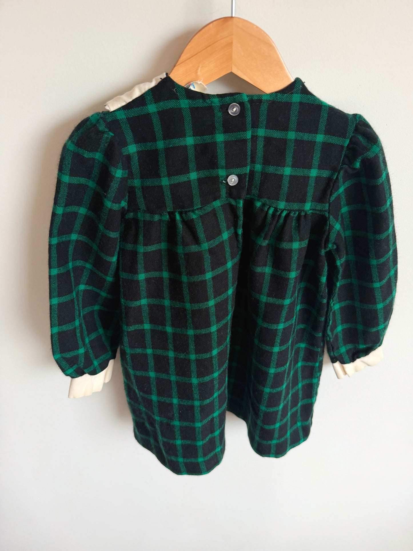 Vintage Green Windowpane Collared Dress / 3T