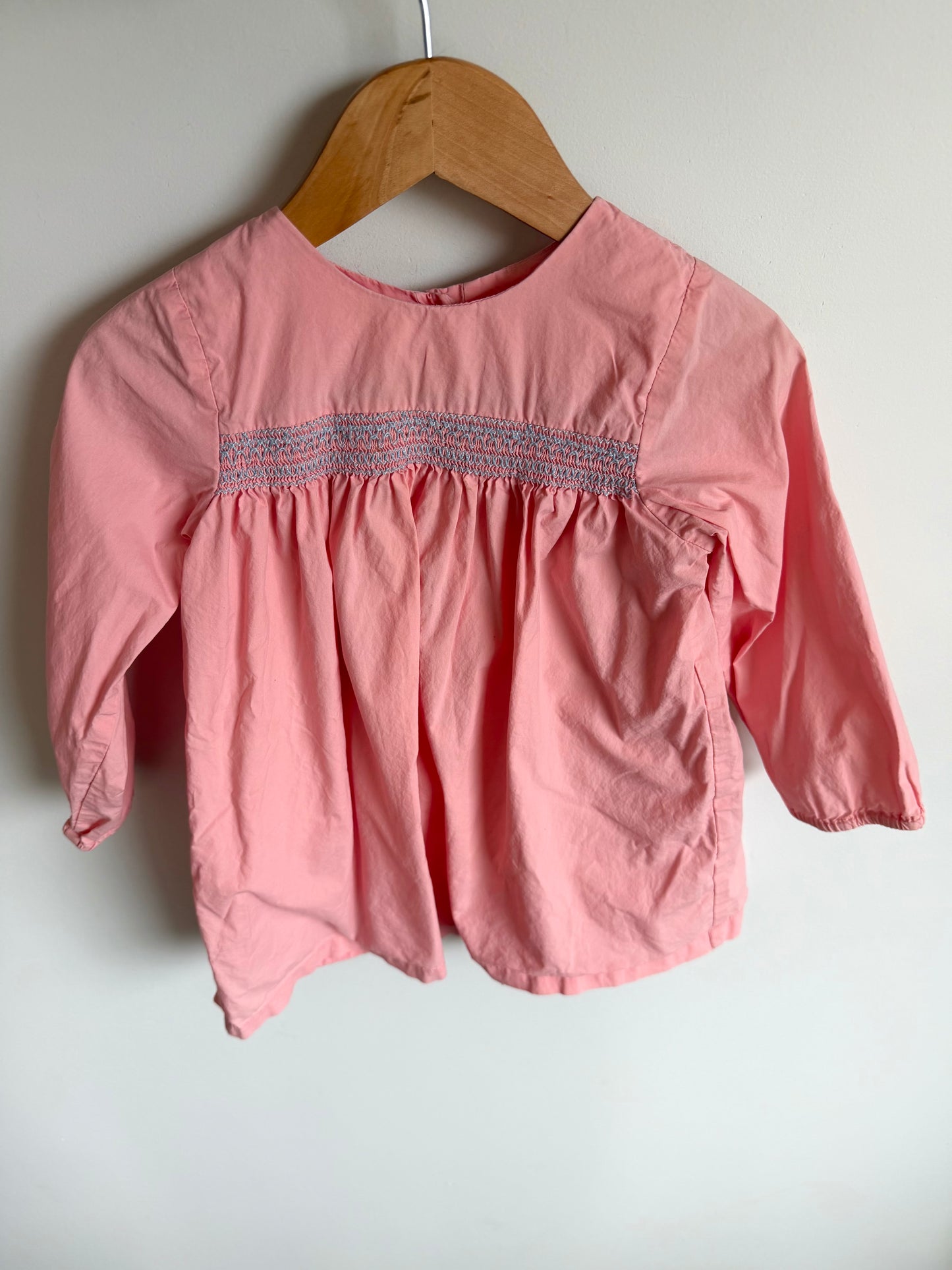 Pink Smocking Long Sleeve Dress / 24m?