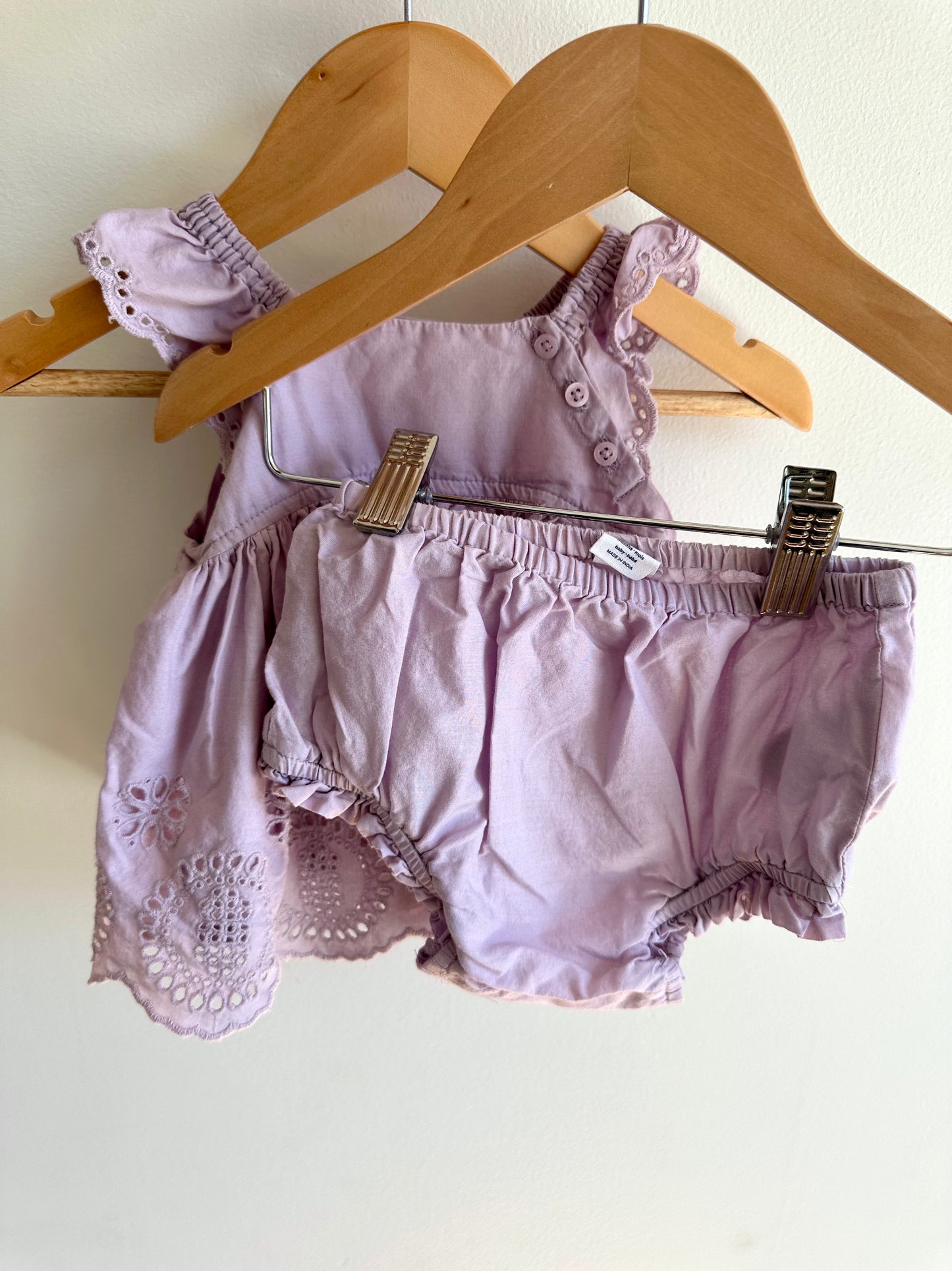 Gap Lilac Eyelet Tunic + Bloomers Set / 6-12m