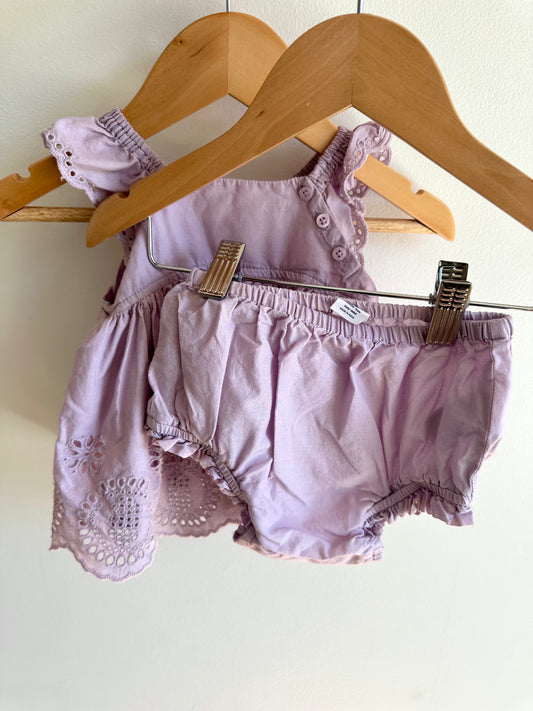 Gap Lilac Eyelet Tunic + Bloomers Set / 6-12m