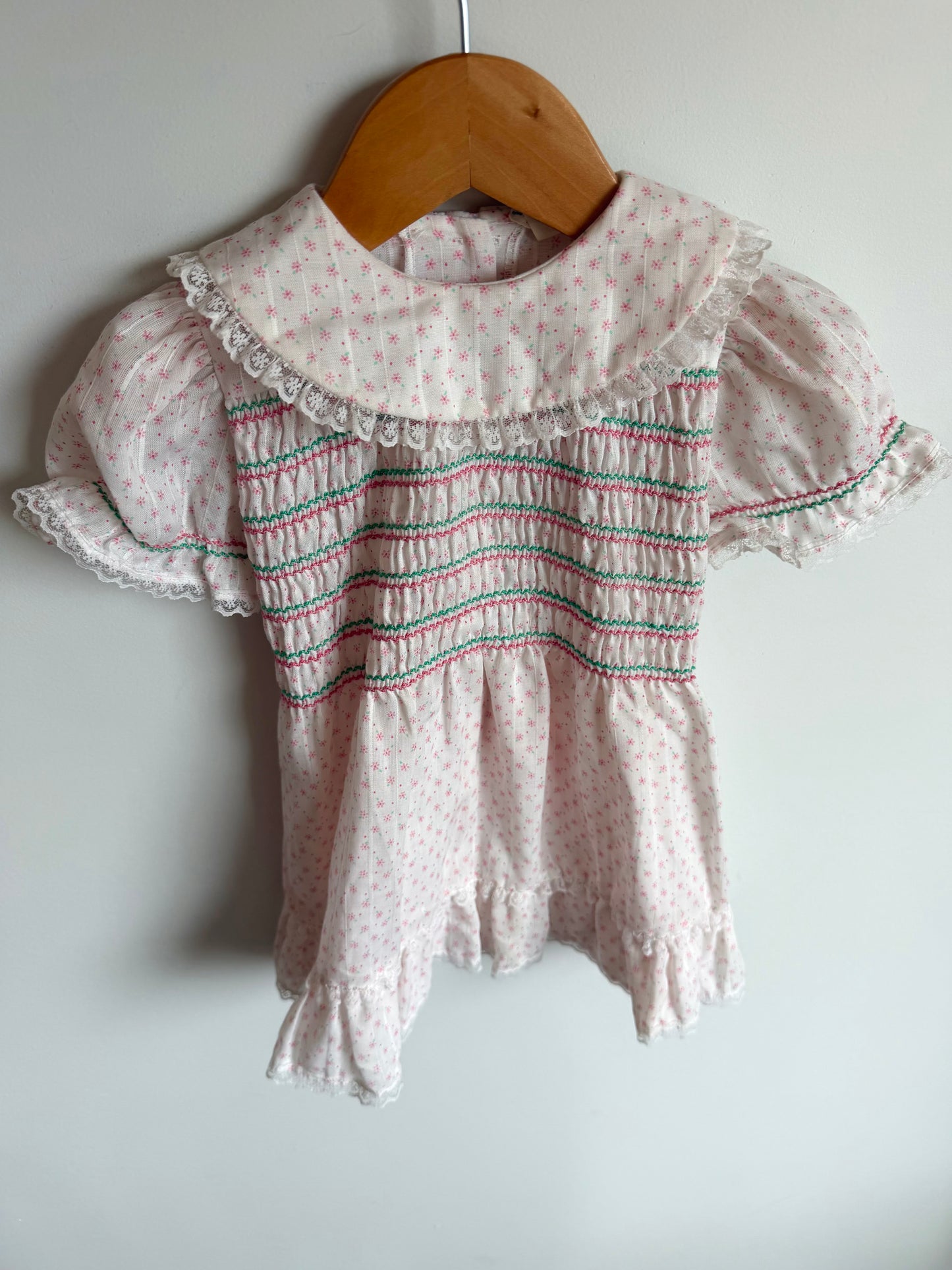 Vintage Made in Canada Floral Smocking Dress / 24m