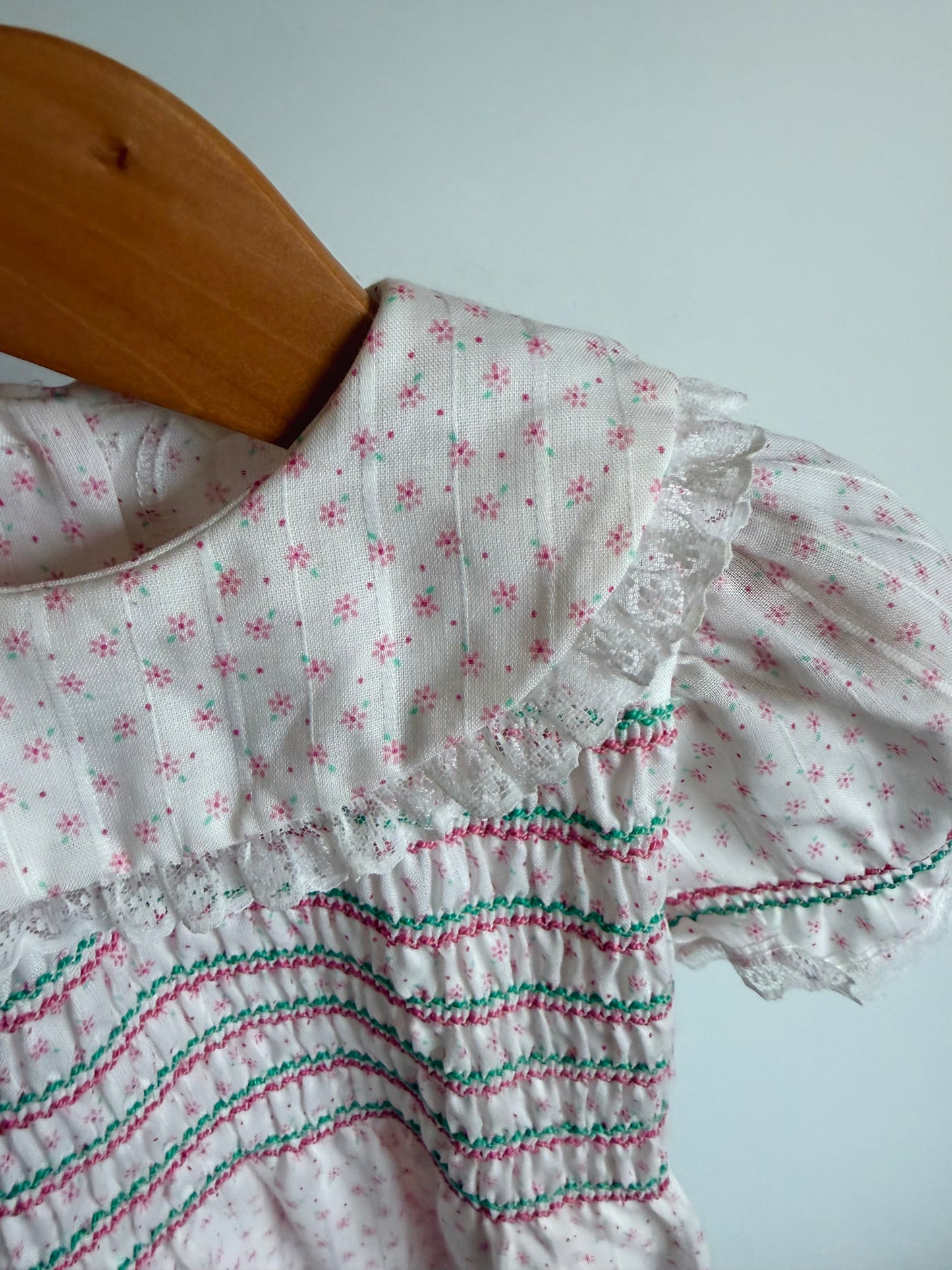 Vintage Made in Canada Floral Smocking Dress / 24m